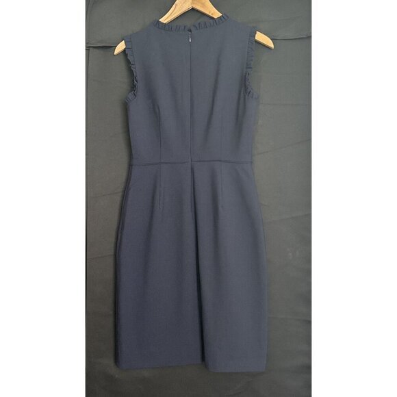 J. Crew Navy Wool Blend Dress Ruffle Trim Sz 4 - Picture 10 of 10